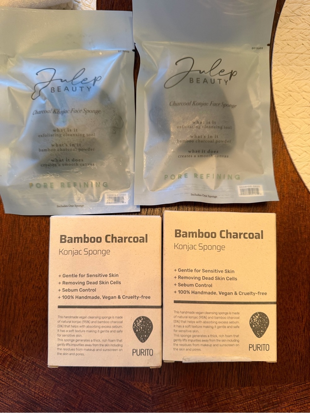 Julep charcoal konjac face sponge two new in package and 2 new Bamboo charcoal